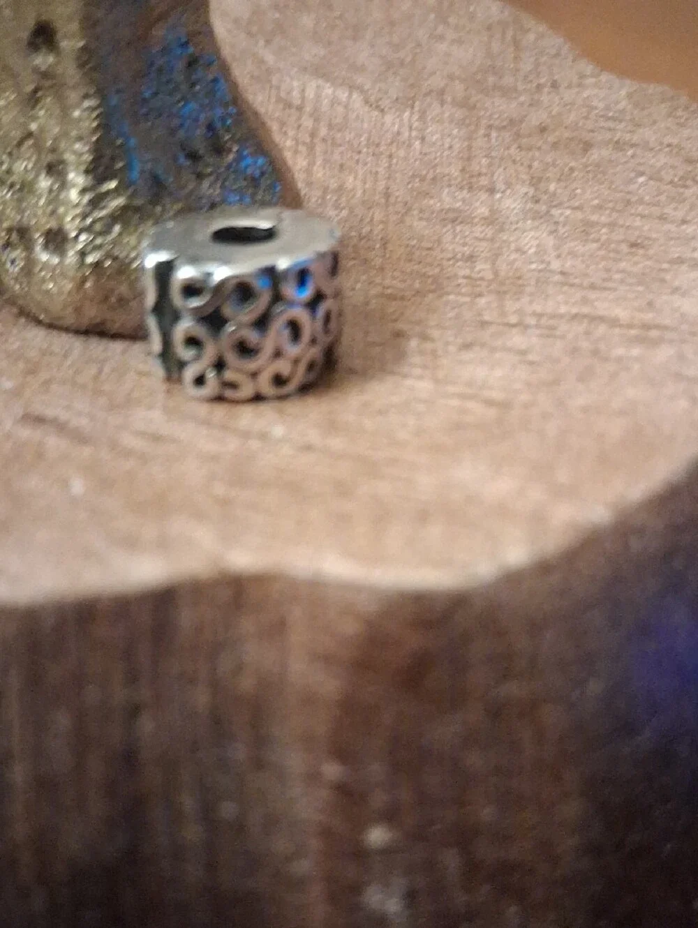 Pandora Sterling Silver Swirl Safety Barrel Charm - Silver